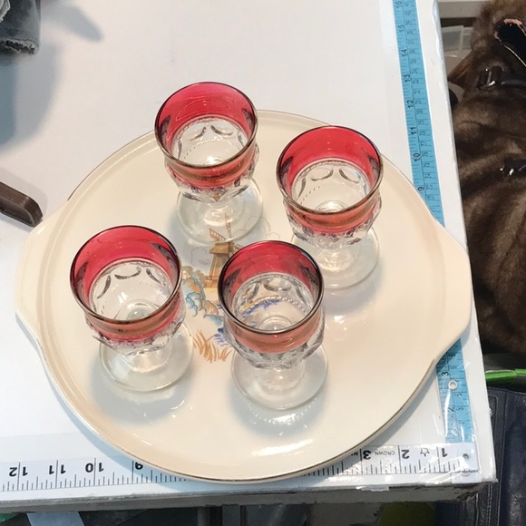 Universal Cambridge Pottery Windmill Platter Pie Plate  Dutch Scene 22 Karat - Picture 14 of 16